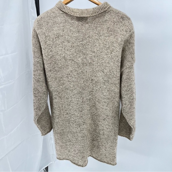 Woolrich Womens Longline Wool Sweater Size XL Heathered Tan Button Down Pockets - Picture 6 of 9